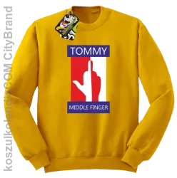 Tommy Middle Finger - Bluza męska standard bez kaptura żołta 