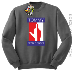 Tommy Middle Finger - Bluza męska standard bez kaptura szara 