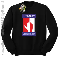 Tommy Middle Finger - Bluza męska standard bez kaptura czarna 