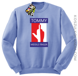 Tommy Middle Finger - Bluza męska standard bez kaptura błękit 