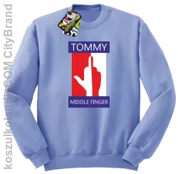 Tommy Middle Finger - Bluza męska standard bez kaptura błękit 