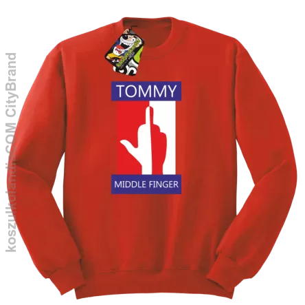 Tommy Middle Finger - Bluza męska standard bez kaptura czerwona 