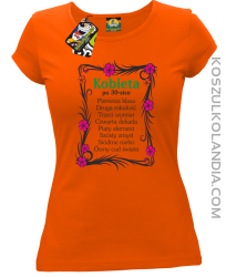 Kobieta po 30 Osiem Cudów Świata - Koszulka damska pomarańczowa 