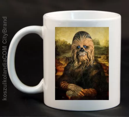 Mona Lisa Chewbacca CZUBAKA - Kubek ceramiczny ﻿biały 