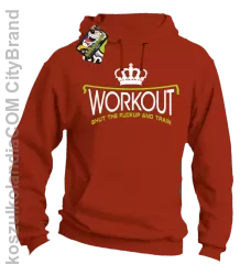 Workout shut the FUCKUP and train - Bluza męska z kapturem pomarańcz 