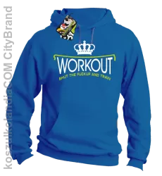 Workout shut the FUCKUP and train - Bluza męska z kapturem niebieska 