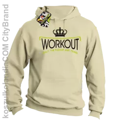 Workout shut the FUCKUP and train - Bluza męska z kapturem beżowa 