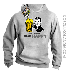 DON'T WORRY BEER HAPPY - Bluza z kapturem melanż