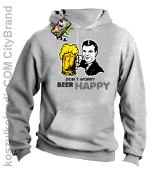 DON'T WORRY BEER HAPPY - Bluza z kapturem melanż