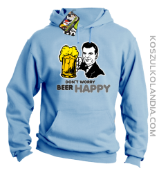 DON'T WORRY BEER HAPPY - Bluza z kapturem błękit