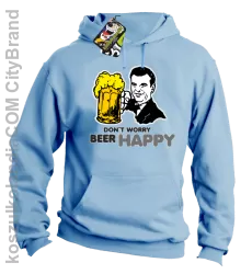 DON'T WORRY BEER HAPPY - Bluza z kapturem błękit