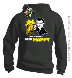 DON'T WORRY BEER HAPPY - Bluza z kapturem szara