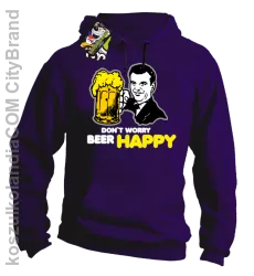 DON'T WORRY BEER HAPPY - Bluza z kapturem fiolet