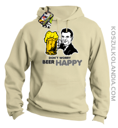 DON'T WORRY BEER HAPPY - Bluza z kapturem beż