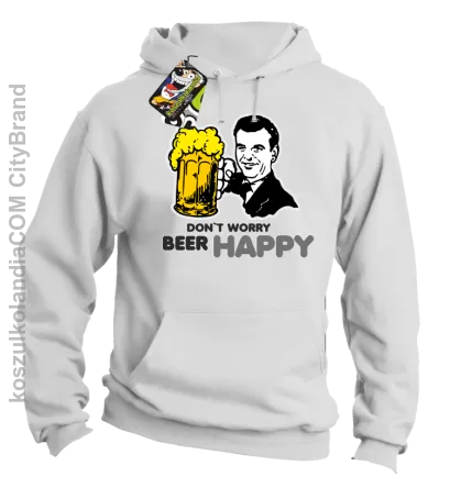 DON'T WORRY BEER HAPPY - Bluza z kapturem biała