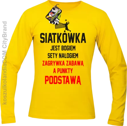 Siatkówka jest bogiem sety nałogiem zagrywka zabawą a punkty podstawą - Longsleeve męski żółty 