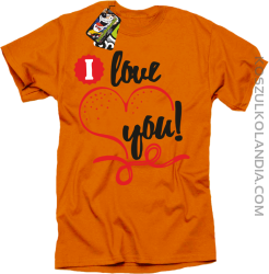 I LOVE YOU - RETRO - Koszulka Męska - Pomarańczowy