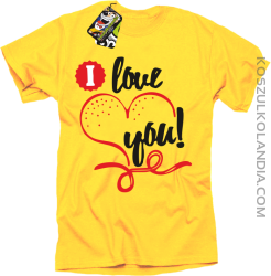 I LOVE YOU - RETRO - Koszulka Męska - Żółty