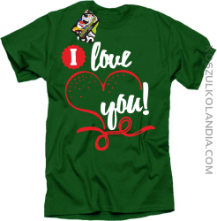 I LOVE YOU - RETRO - Koszulka Męska - Zielony
