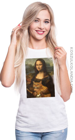 Mona Lisa z kotem - Koszulka damska