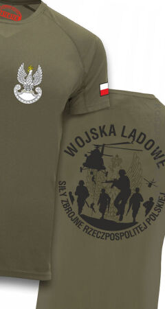 Wojska Lądowe SIŁY ZBROJNE Rzeczpospolitej Polskiej + 2 rękawki Flaga - koszulka wojskowa męska