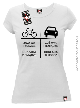 Auto-Rower Zużywa tłuszcz odkłada pieniądze - koszulka damska 