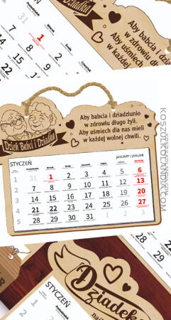 Kalendarz jednodzielny Dla Babci i Dziadka GRAWER na sklejce brzozowej WIELE WZORÓW !HIT