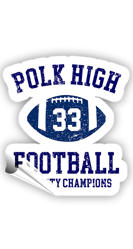 Polk High 33 Football 1966 City Champions Bundy - 9x8 cm naklejka samoprzylepna