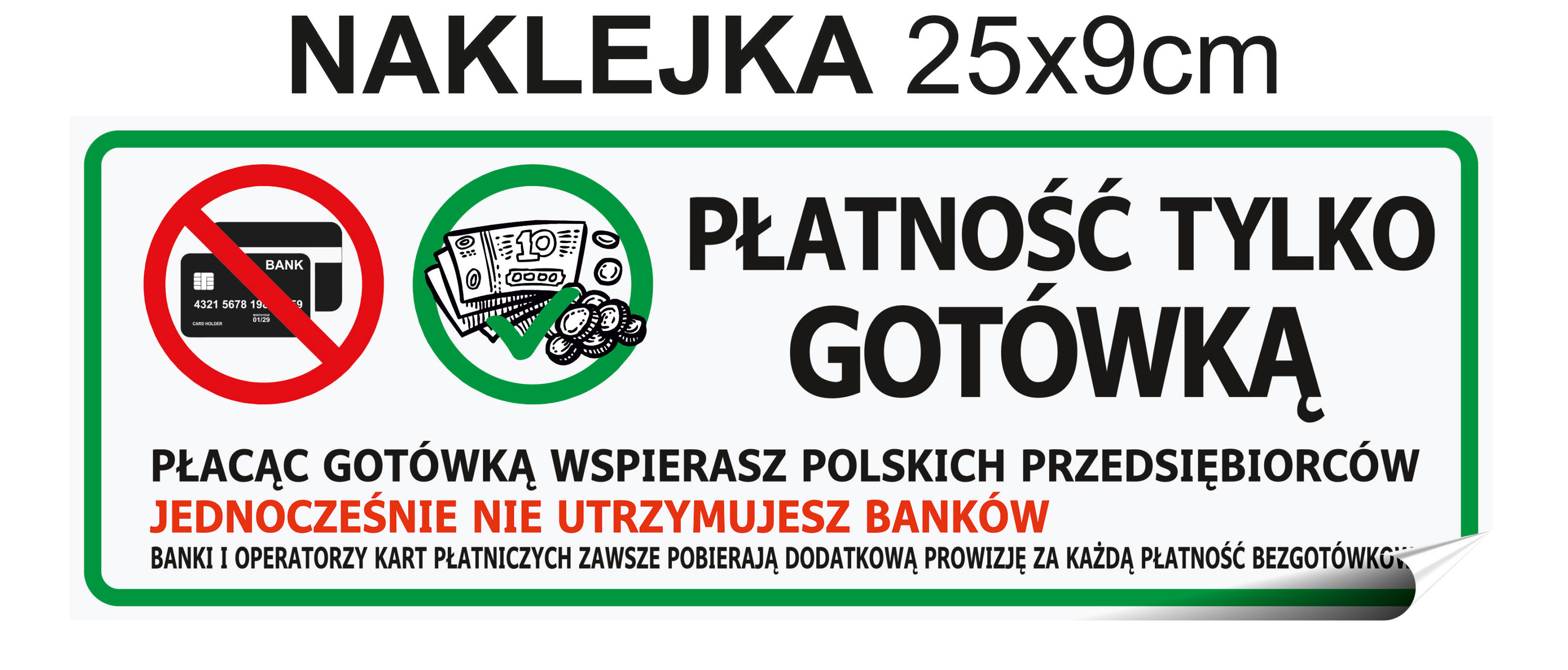 naklejka płącę gotówkowo