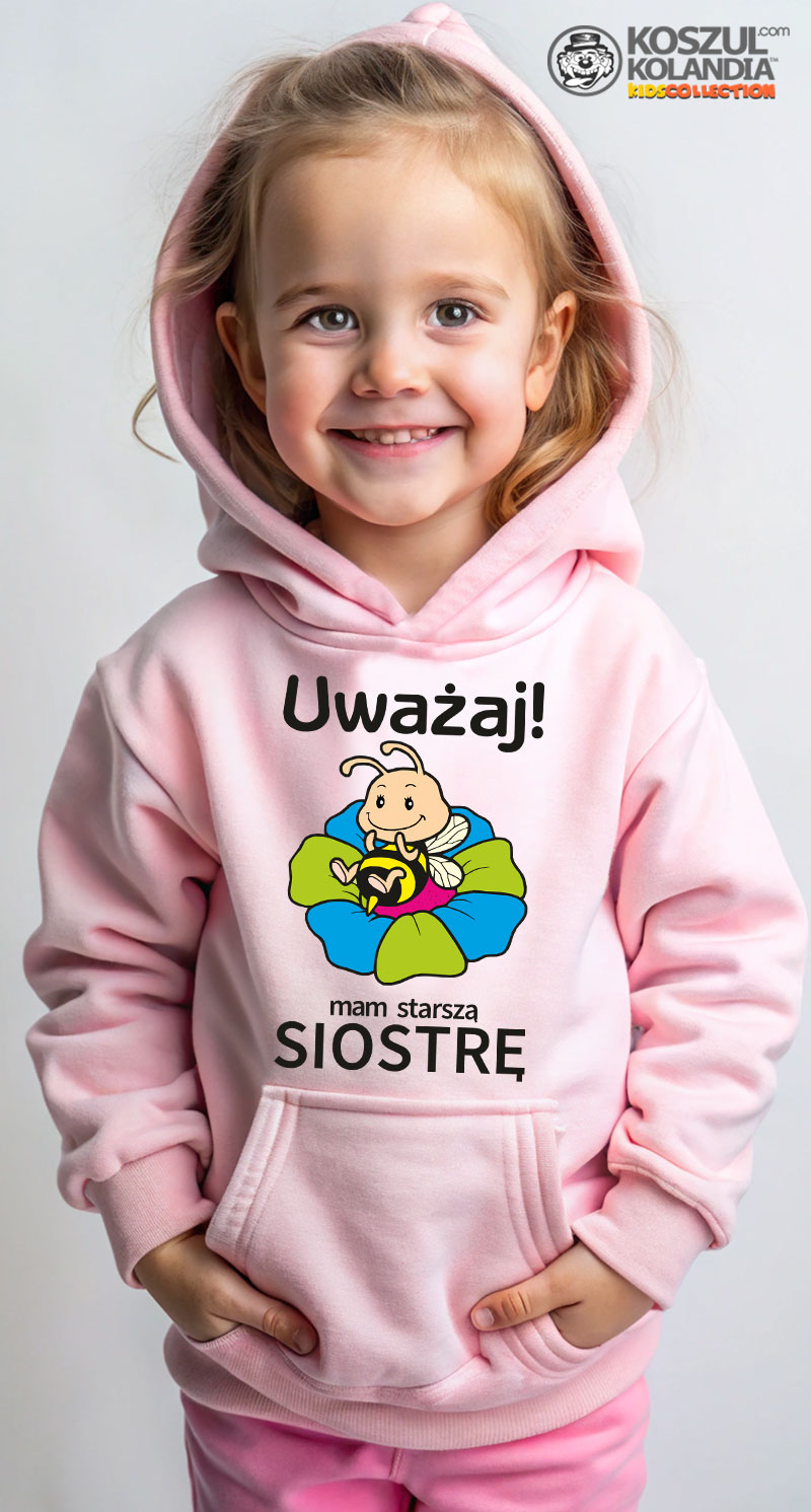 bluza z kapturem dla dziewczynki z nadrukiem