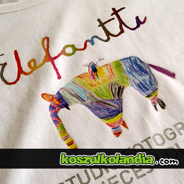 elefantii przykład nadruku na koszulce