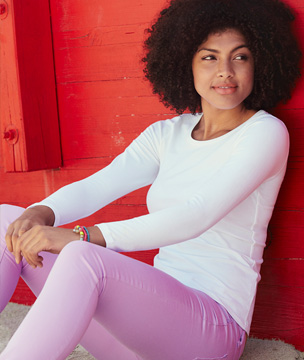 KOSZULKA damska Fruit of the Loom LADY-FIT CREW NECK Z DŁUGIM RĘKAWEM - 61-384-0