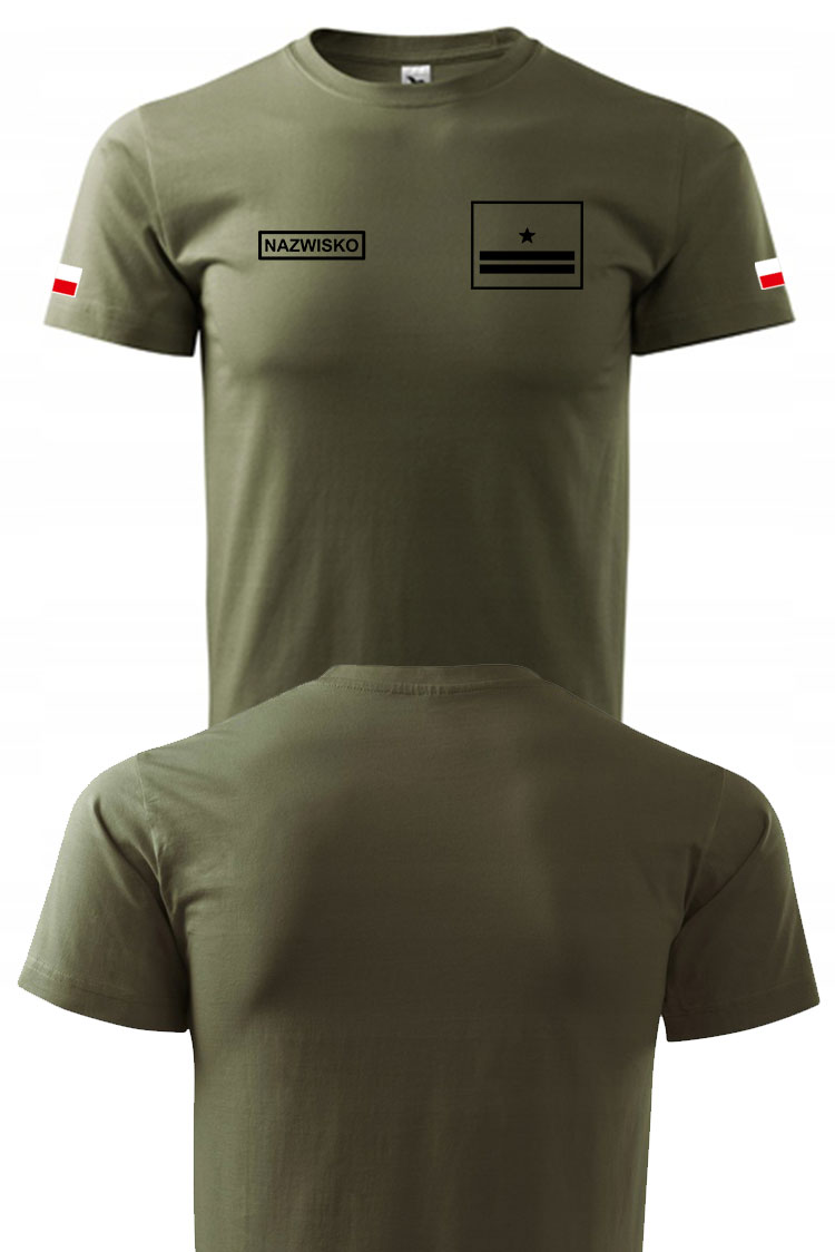Koszulka wojskowa MON z flagami Polski + nazwisko + stopień wojskowy