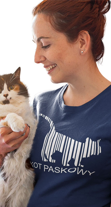 kot paskowy granatowa koszulka damska