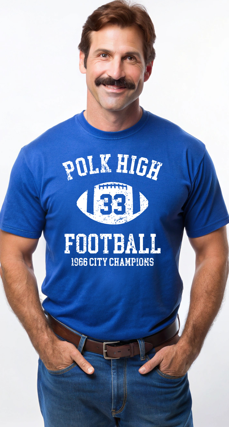 POLK HIGH 33 Football 1966 City Champion Bundy Standard Destructed - koszulka męska z nadrukiem