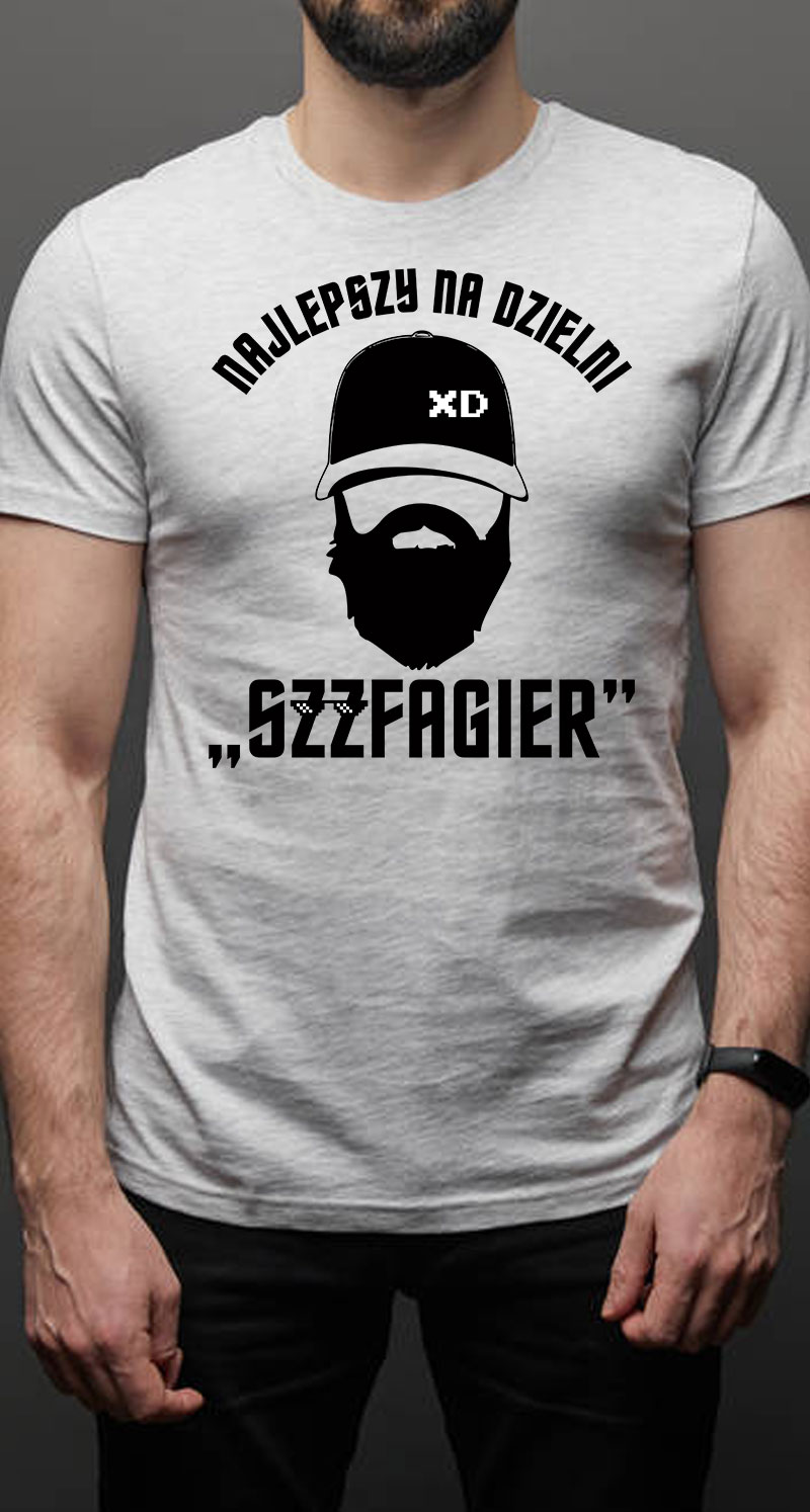 Najlepszy na dzielni brodaty Szzfagier a`la Szwagier  - koszulka męska z nadrukiem